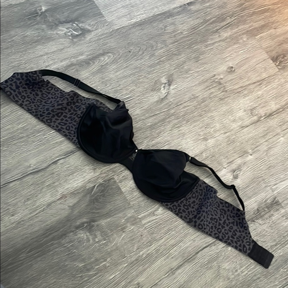 Olga Black and Gray Leopard Print Bra